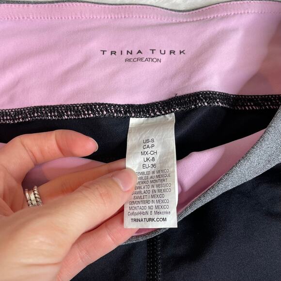TRINA TURK Recreation Colorblock Leggings Small Black Pink Orange - Picture 3 of 4